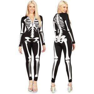 Women's White Skeleton Form Fitting Bodysuits Halloween Sexy Skeleton Costume
